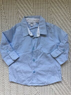 Hugo Boss Light Blue Boys' Button-Down Shirt 6-9m
